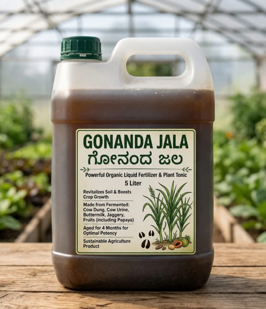 Gonanda Jala organic liquid fertilizer in a greenhouse